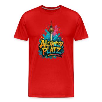 Alexanderplatz Berlin Graffiti City Design - T-shirt bio Premium Homme - rouge - Devant - Damien (186cm)