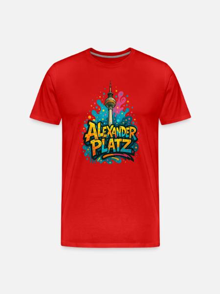 Alexanderplatz Berlin Graffiti City Design - Men's Premium Organic T-Shirt - red