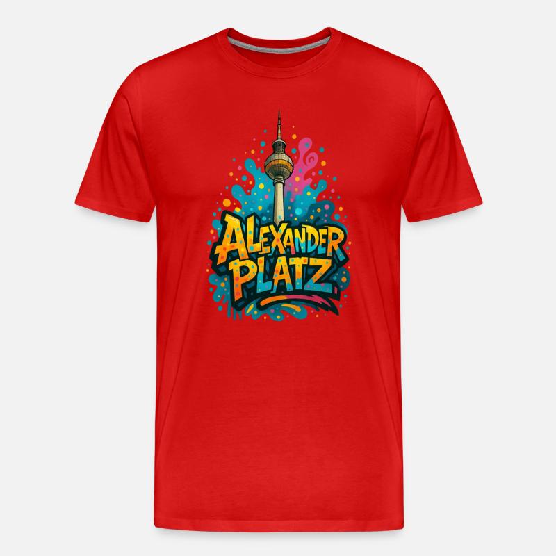 Alexanderplatz Berlin Graffiti City Design - Männer Premium Bio T-Shirt - Rot