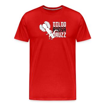 Ironic Dinosaur T-Shirt bachelor party - Men's Premium Organic T-Shirt - red - Front - Damien (186cm)