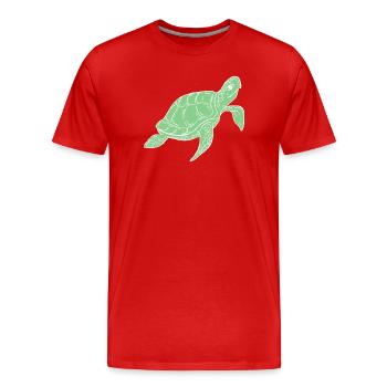 Green Sea Turtle Ocean Illustration - Men's Premium Organic T-Shirt - red - Front - Damien (186cm)