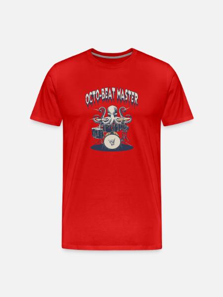 Octopus Beat Master Drummer - Men's Premium Organic T-Shirt - red