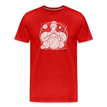 Knitting Design – Style & Cosiness - Men's Premium Organic T-Shirt - red - Front - Damien (186cm)