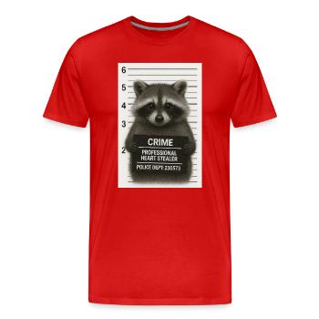 Raton laveur – vol de cœur avec un système - T-shirt bio Premium Homme - rouge - Devant - Damien (186cm)