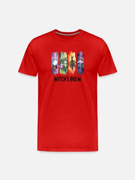 Halloween Mystical Witches Brew Potion Design - Men's Premium Organic T-Shirt - red