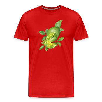 Citron Vert & Feuilles Naturelles - T-shirt bio Premium Homme - rouge - Devant - Damien (186cm)