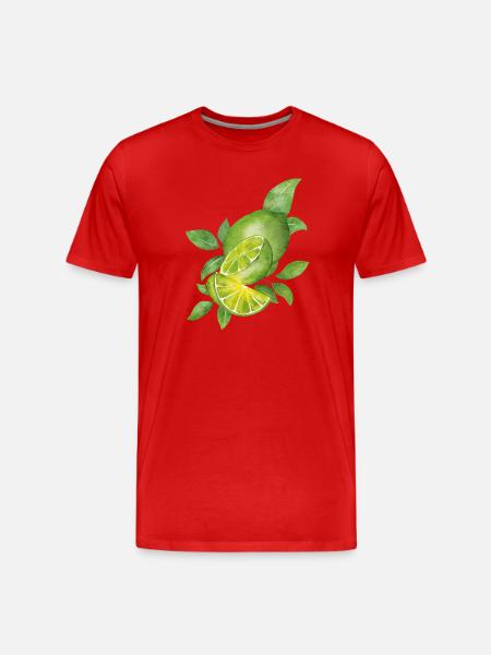 Lime & Natural Leaves - Men's Premium Organic T-Shirt - red