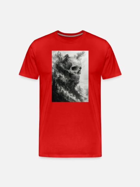 Eerie Forest Skull Illustration - Men's Premium Organic T-Shirt - red