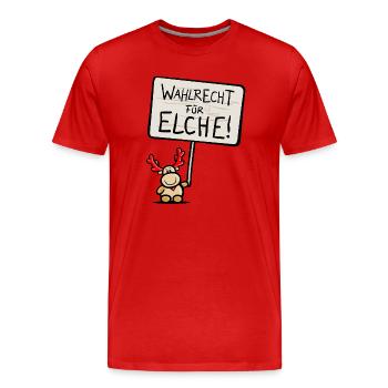 Elmondo calls for the "RIGHT TO VOTE FOR MOOSE!" - Men's Premium Organic T-Shirt - red - Front - Damien (186cm)