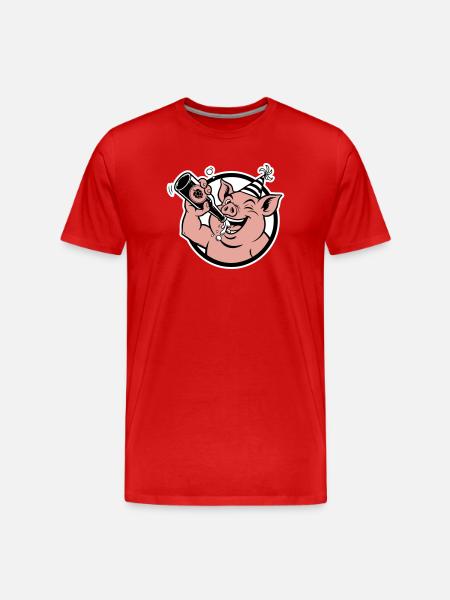 Cochon avec bouteille de célébration - T-shirt bio Premium Homme - rouge