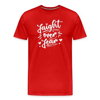 S’effondrer sur la peur - La foi en Jésus - Versets bibliques - T-shirt bio Premium Homme - rouge - Devant - Damien (186cm)