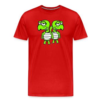 2 tortues amies drôles, idiotes et embarrassantes en équipe - T-shirt bio Premium Homme - rouge - Devant - Damien (186cm)