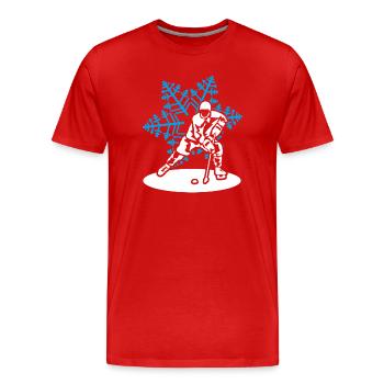 Hockey sur glace Cristal Cadeau de joueur de hockey sur glace - T-shirt bio Premium Homme - rouge - Devant - Damien (186cm)