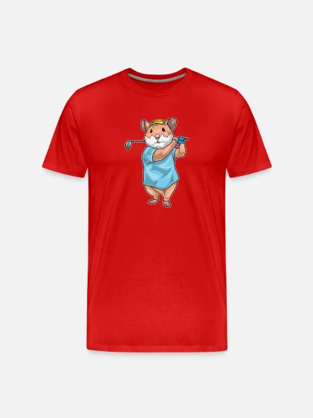 Hamster Golf Golfschläger - Männer Premium Bio T-Shirt - Rot