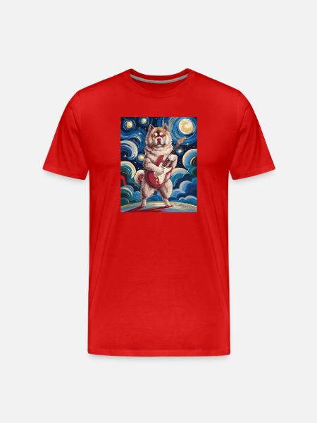 Starry Night Akita - Men's Premium Organic T-Shirt - red