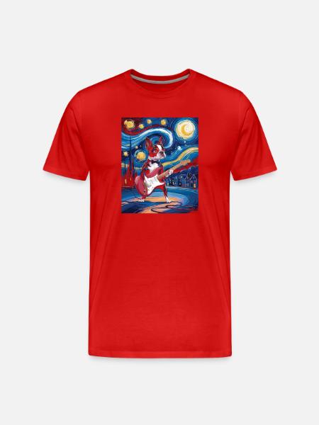 Starry Night Boston Terrier - Men's Premium Organic T-Shirt - red