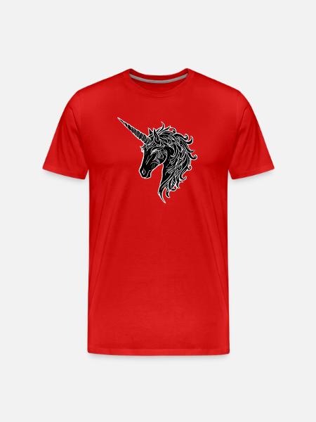 Einhorn schwarzweiß - Männer Premium Bio T-Shirt - Rot