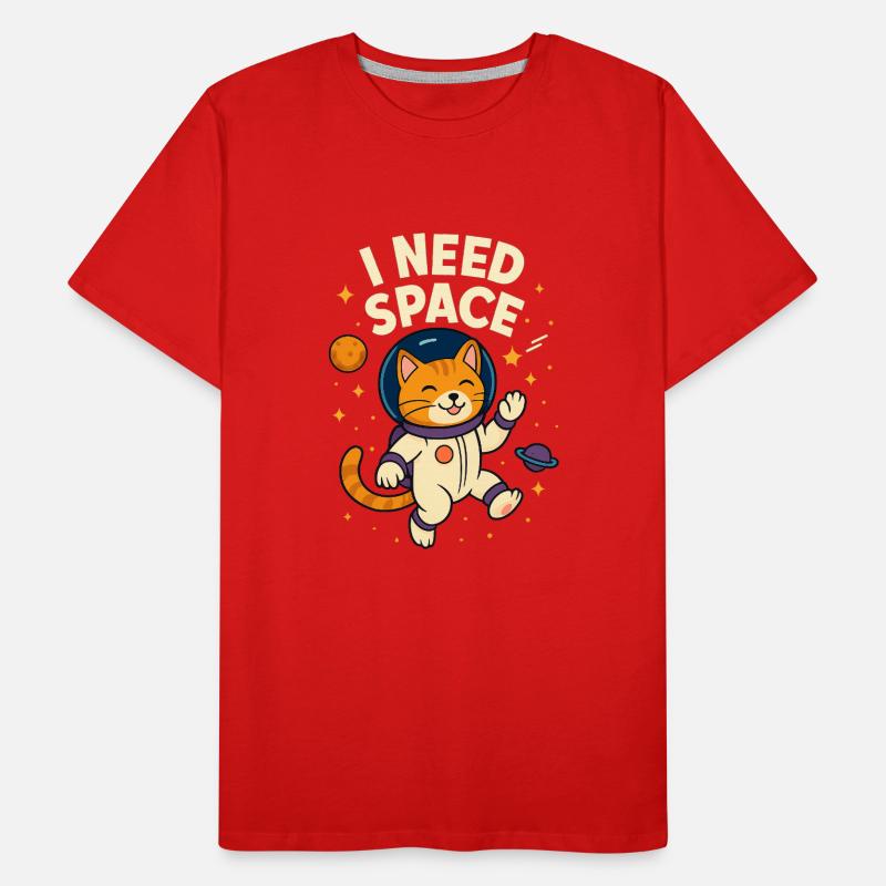 Mignon chat astronaute de l’espace T-shirt bio Premium Homme