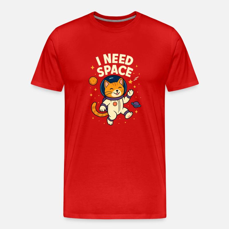 Niedliche Weltraum-Astronauten-Katze - Männer Premium Bio T-Shirt - Rot