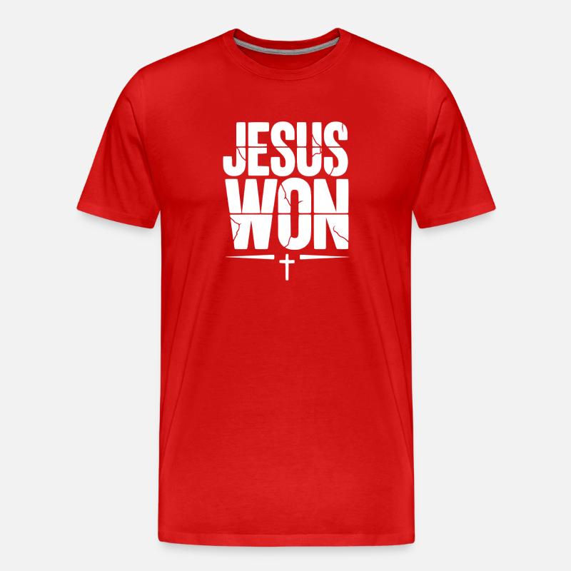 Jesus hat gewonnen - Männer Premium Bio T-Shirt - Rot