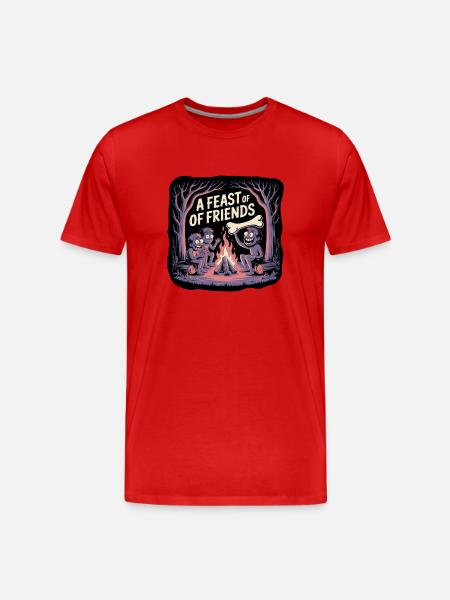 Campfire Night with Friends Illustration - Men's Premium Organic T-Shirt - red