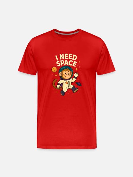 Monkey Astronaut: Space and Fantasy - Men's Premium Organic T-Shirt - red
