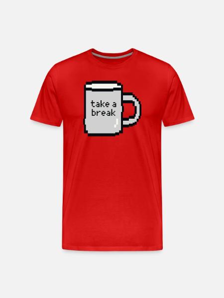 Relax Check Pixel Art Mug - Men's Premium Organic T-Shirt - red