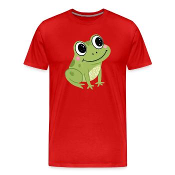 Pastel Cute Green Frog - Men's Premium Organic T-Shirt - red - Front - Damien (186cm)