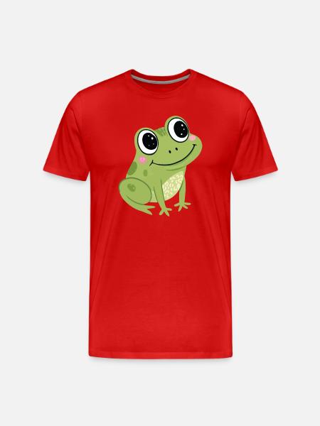Pastel Cute Green Frog - Men's Premium Organic T-Shirt - red