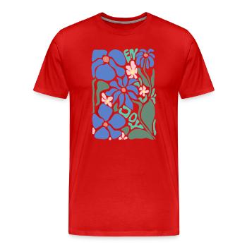 Gute Laune Blumen - blau - Männer Premium Bio T-Shirt - Rot - Vorne - Damien (186cm)
