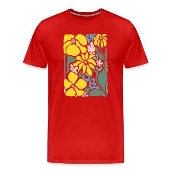 Gute Laune Blumen - gelb - Männer Premium Bio T-Shirt - Rot - Vorne - Damien (186cm)