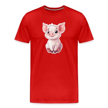 Porc Porcelet - T-shirt bio Premium Homme - rouge - Devant - Damien (186cm)