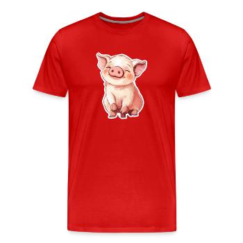 Porc Porcelet - T-shirt bio Premium Homme - rouge - Devant - Damien (186cm)