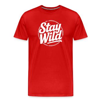 Stay Wild - Adventure Proverb - Men's Premium Organic T-Shirt - red - Front - Damien (186cm)