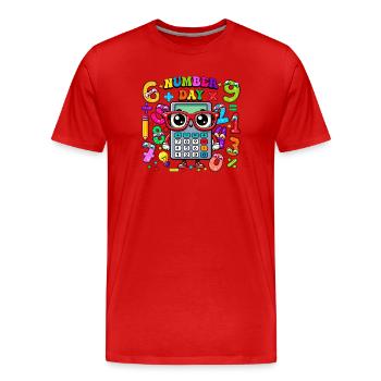 Journée des nombres : un design coloré pour enfants sur le thème des mathématiques - T-shirt bio Premium Homme - rouge - Devant - Damien (186cm)