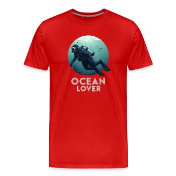 Taucher Ocean Lover Unterwasser für Taucherfreunde - Männer Premium Bio T-Shirt - Rot - Vorne - Damien (186cm)