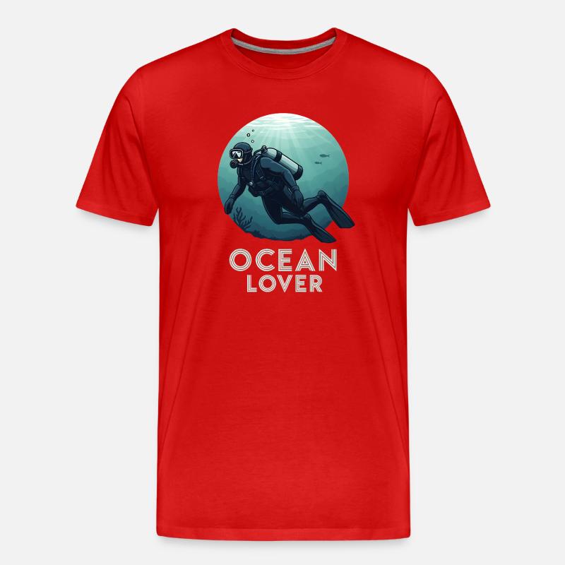 Ocean Lover Diver - Men's Premium Organic T-Shirt - red