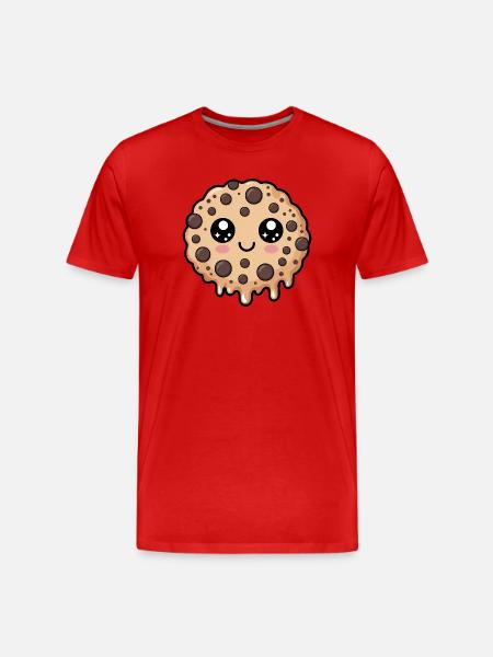 Kawaii Chocolate Chip Cookie - Men's Premium Organic T-Shirt - red