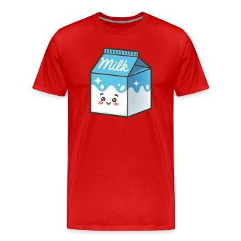 Carton de lait Kawaii - T-shirt bio Premium Homme - rouge - Devant - Damien (186cm)