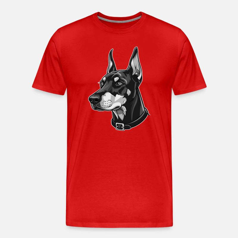 Elegantes Dobermann-Porträt - Männer Premium Bio T-Shirt - Rot