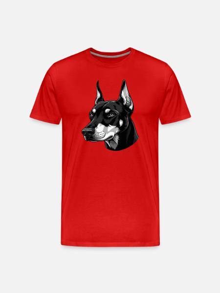 Elegant Black and White Husky Illustration - Men's Premium Organic T-Shirt - red