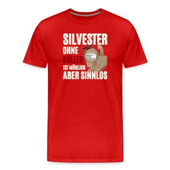 Silvester Nur Mit Feuerwerk - Männer Premium Bio T-Shirt - Rot - Vorne - Damien (186cm)