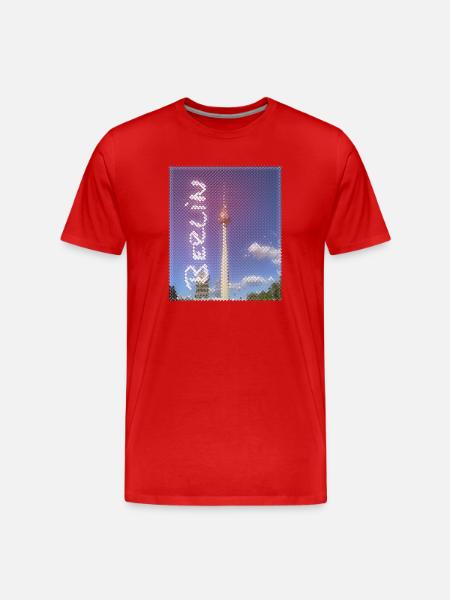 Berlin Fernsehturm Neon Design - Männer Premium Bio T-Shirt - Rot