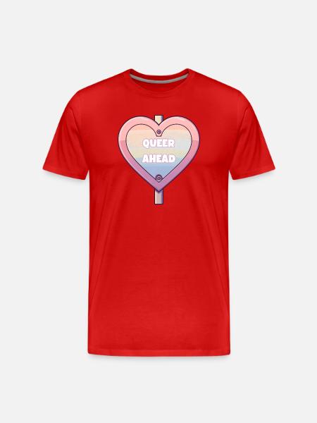 Queer Ahead – Rainbow Heart Design - Men's Premium Organic T-Shirt - red
