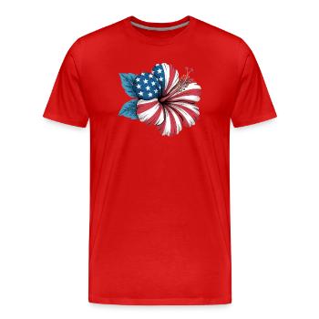  Florist Hibiscus Flower Independence Day 4th of - Männer Premium Bio T-Shirt - Rot - Vorne - Damien (186cm)