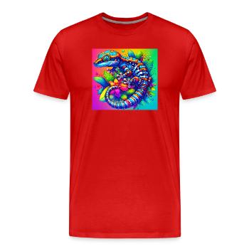 Gecko - Männer Premium Bio T-Shirt - Rot - Vorne - Damien (186cm)