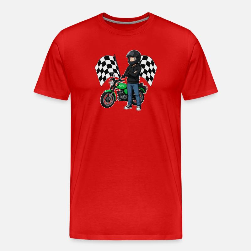 Simson Biker mit Checkered Flag Motiv - Männer Premium Bio T-Shirt - Rot