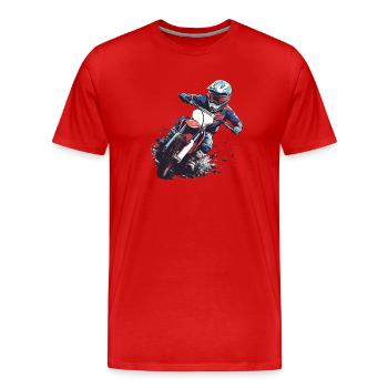 Pilote de sport automobile sur moto - T-shirt bio Premium Homme - rouge - Devant - Damien (186cm)