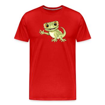 Gecko souriant et accueillant - T-shirt bio Premium Homme - rouge - Devant - Damien (186cm)