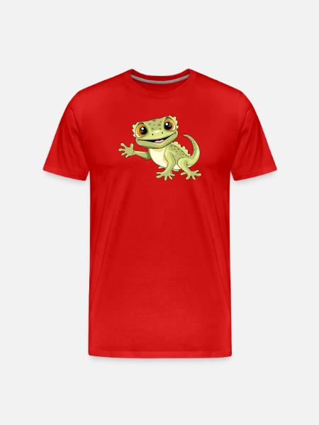 Funny smiling welcoming gecko - Men's Premium Organic T-Shirt - red